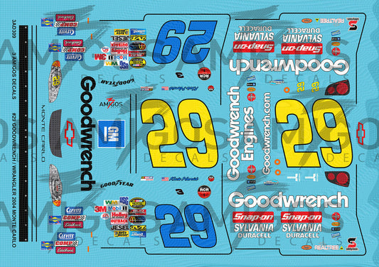 3 Amigos Decals #29 GOODWRENCH/WRANGLER 2004 MONTE CARLO Decal Set 1:24