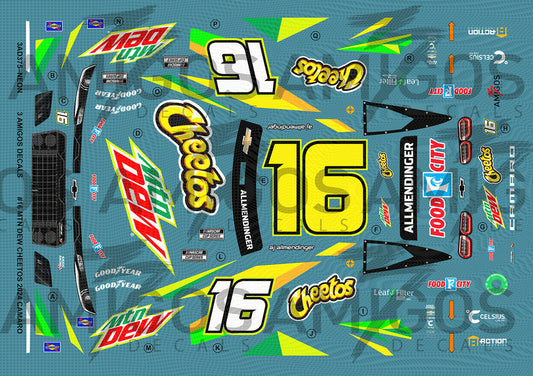 3 Amigos Decals #16 MTN DEW/CHEETOS 2024 MONTE CARLO Decal Set 1:24