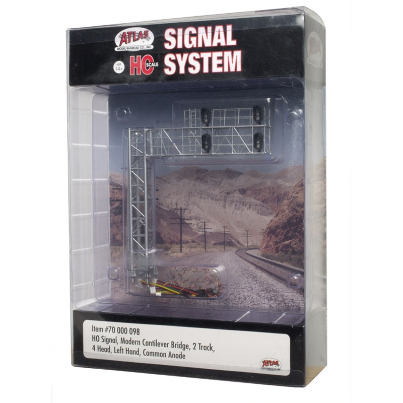 Atlas HO Signal Modern Cantilever Bridge 2 Track 4 Head LH
