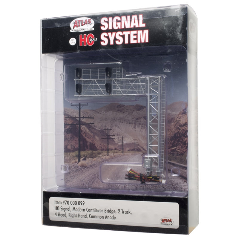 Atlas HO Signal Modern Cantilever Bridge 2 Track 4 Head RH