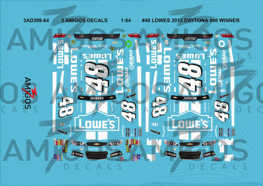1:64 3 Amigos Decals #48 LOWES 2013 DAYTONA 500 WINNER Decal Set