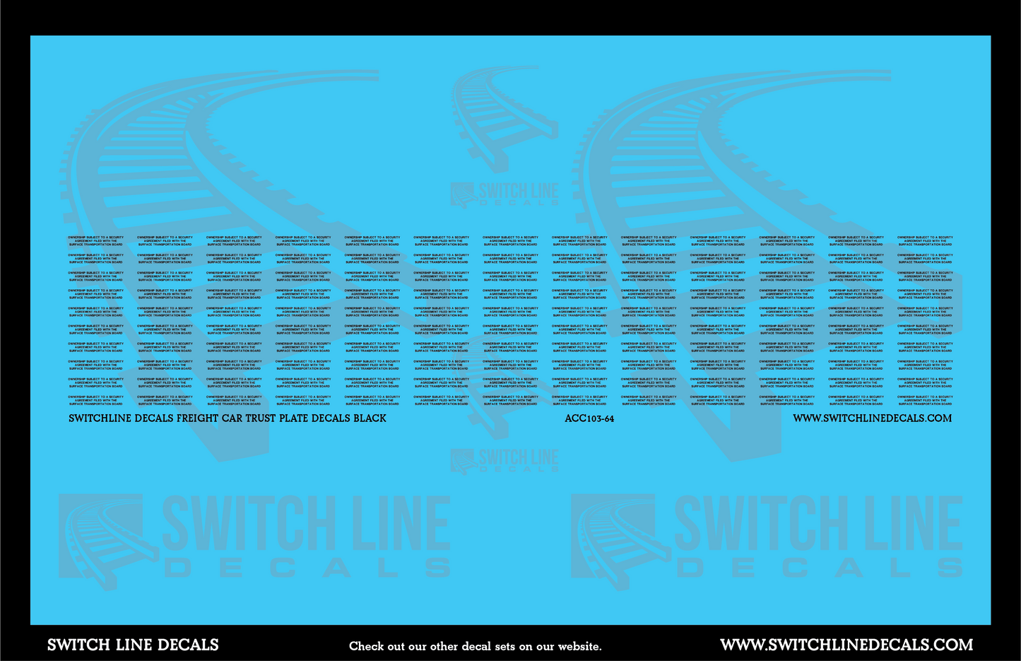 S Scale Freight Car Trust Plates Black Decal Set