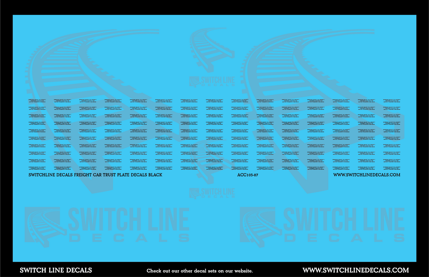 HO Scale Freight Car Trust Plates Black Decal Set