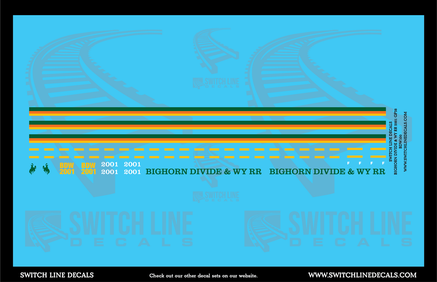 N Scale Bighorn Divide & WY RR 2001 GP38-2 Locomotive Decal Set