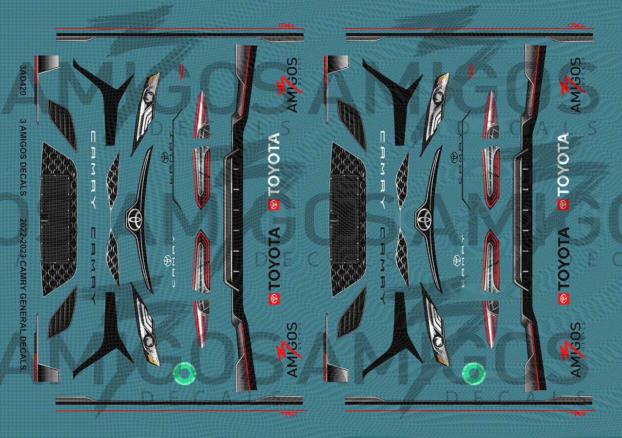 3 Amigos Decals 2022-2023 TOYOTA CAMRY GENERAL DECALS Decal Set 1:24