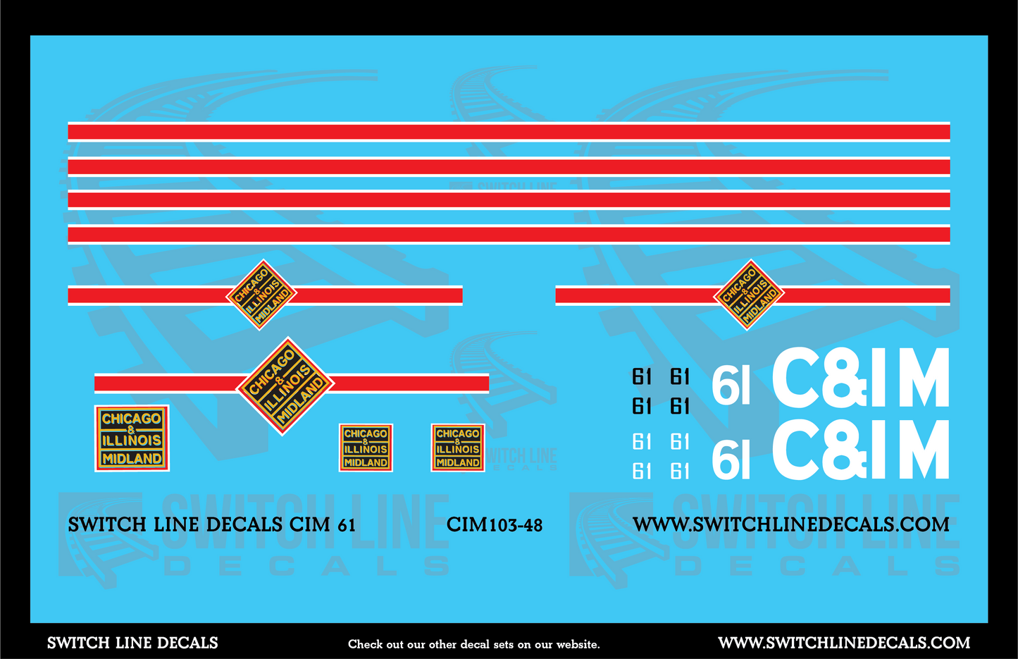 O Scale Chicago & Illinois Midland 61 Locomotive Decal Set