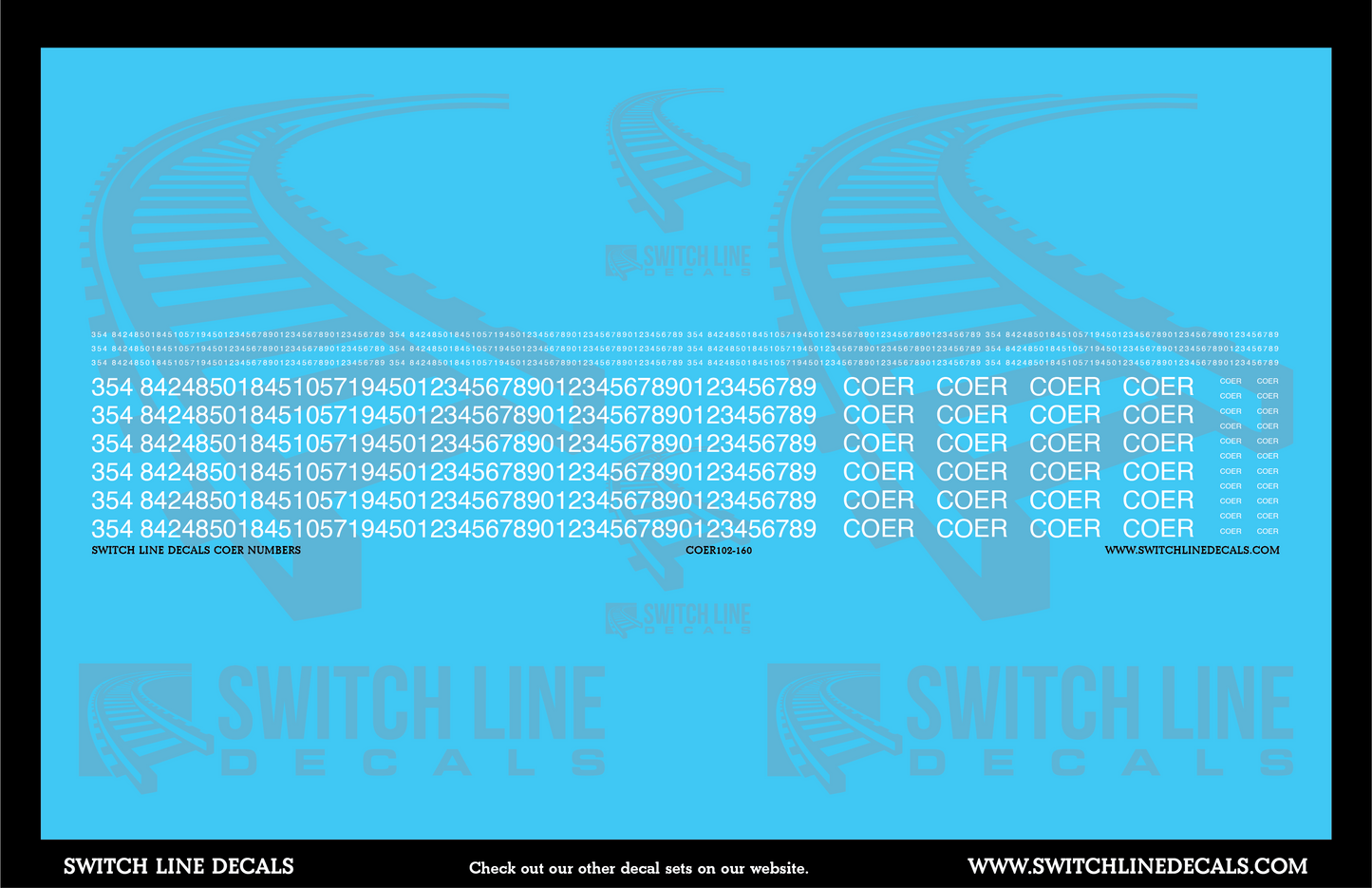 N Scale COER Numbers Decal Set