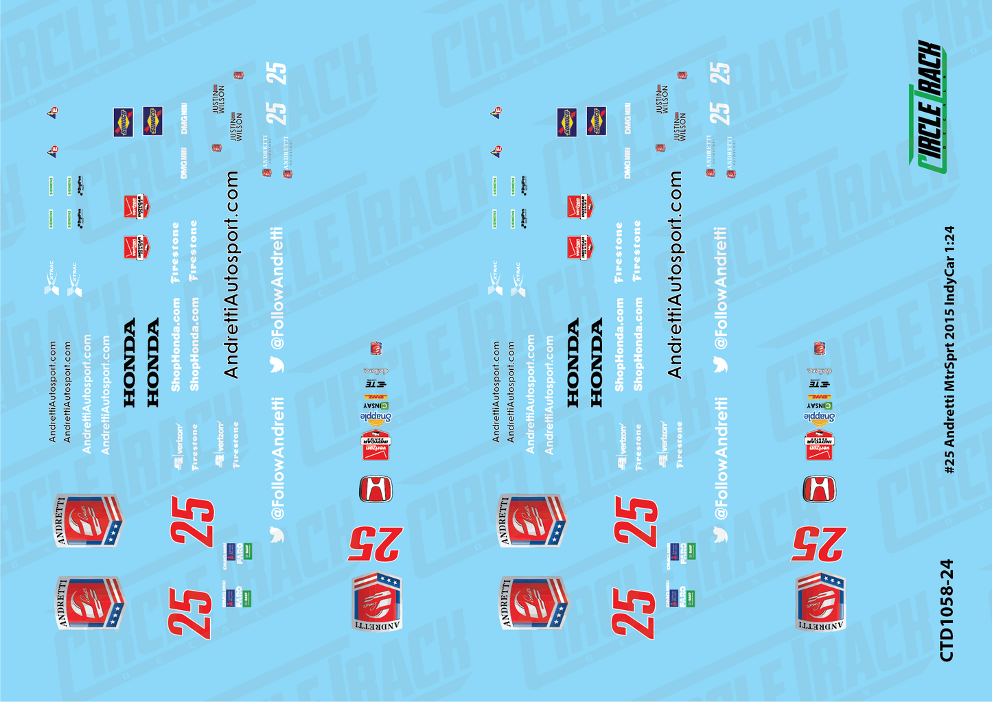 Circle Track Decals #25 Andretti Motorsport 2015 IndyCar 1:24 Decal Set