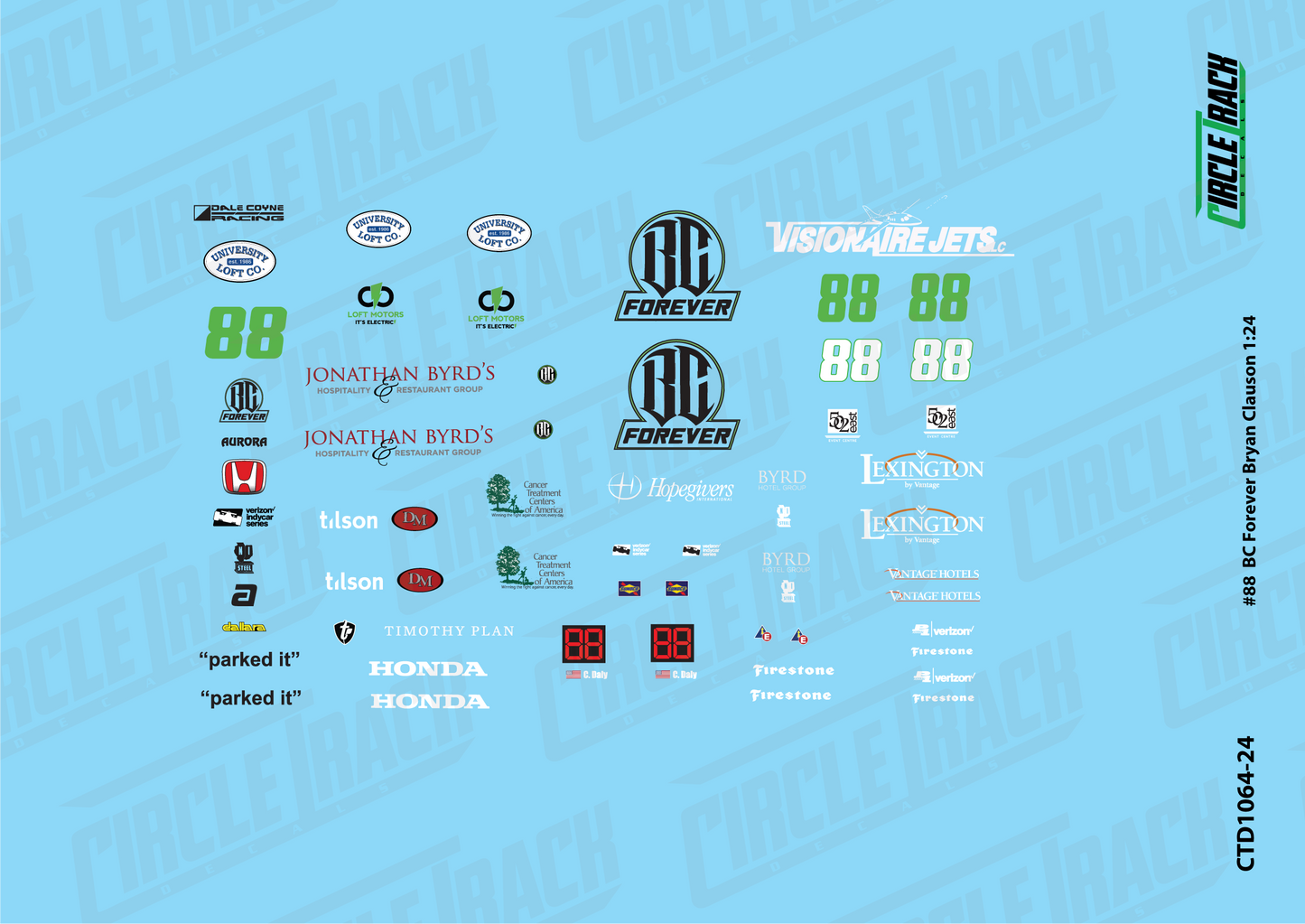 Circle Track Decals #88 BC Forever Bryan Clauson 2016 IndyCar 1:24 Decal Set