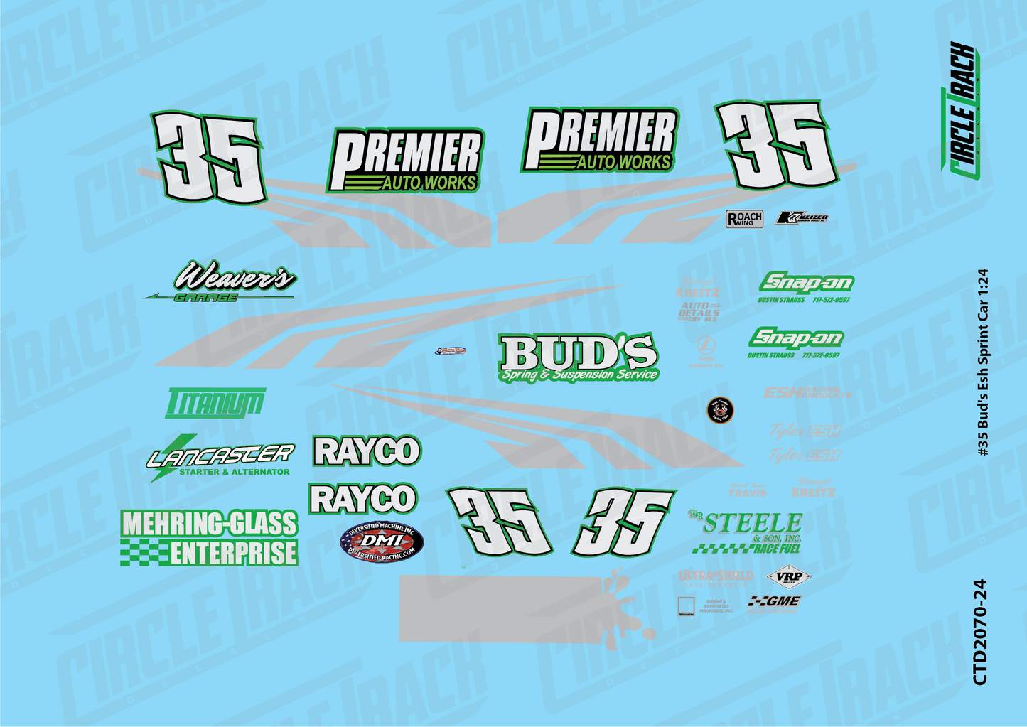 Circle Track Decals #35 Bud's Esh Sprint Car 1:24