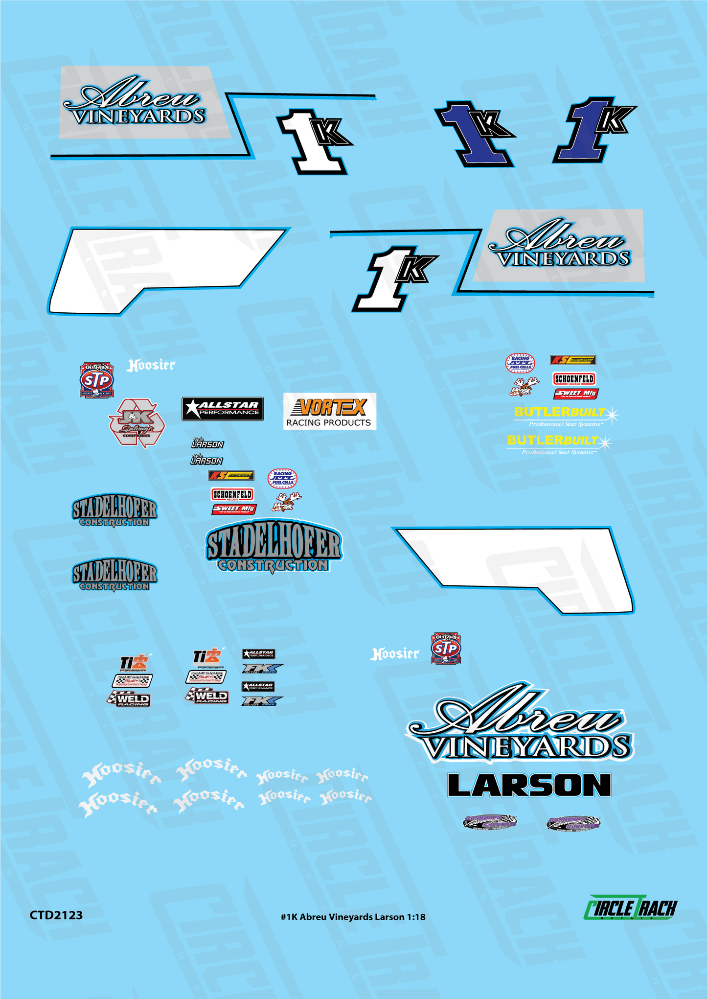 Circle Track Decals #1K Abreu Vineyards Larson Sprint Car 1:18