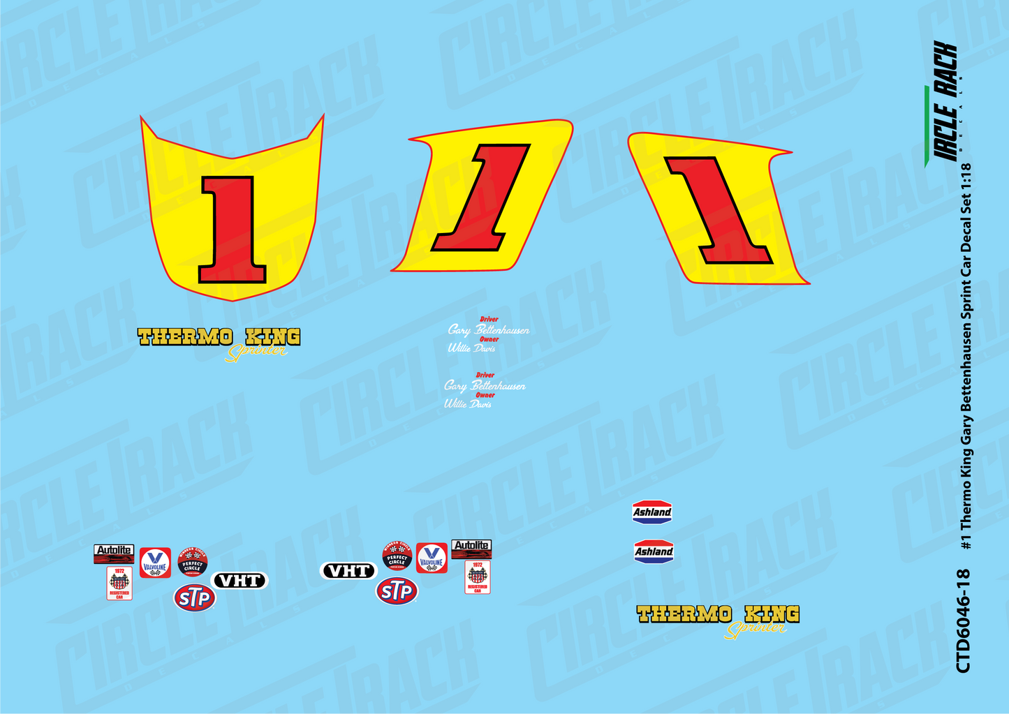 Circle Track Decals #1 Thermo King Gary Bettenhausen Sprint Car Decal Set 1:18