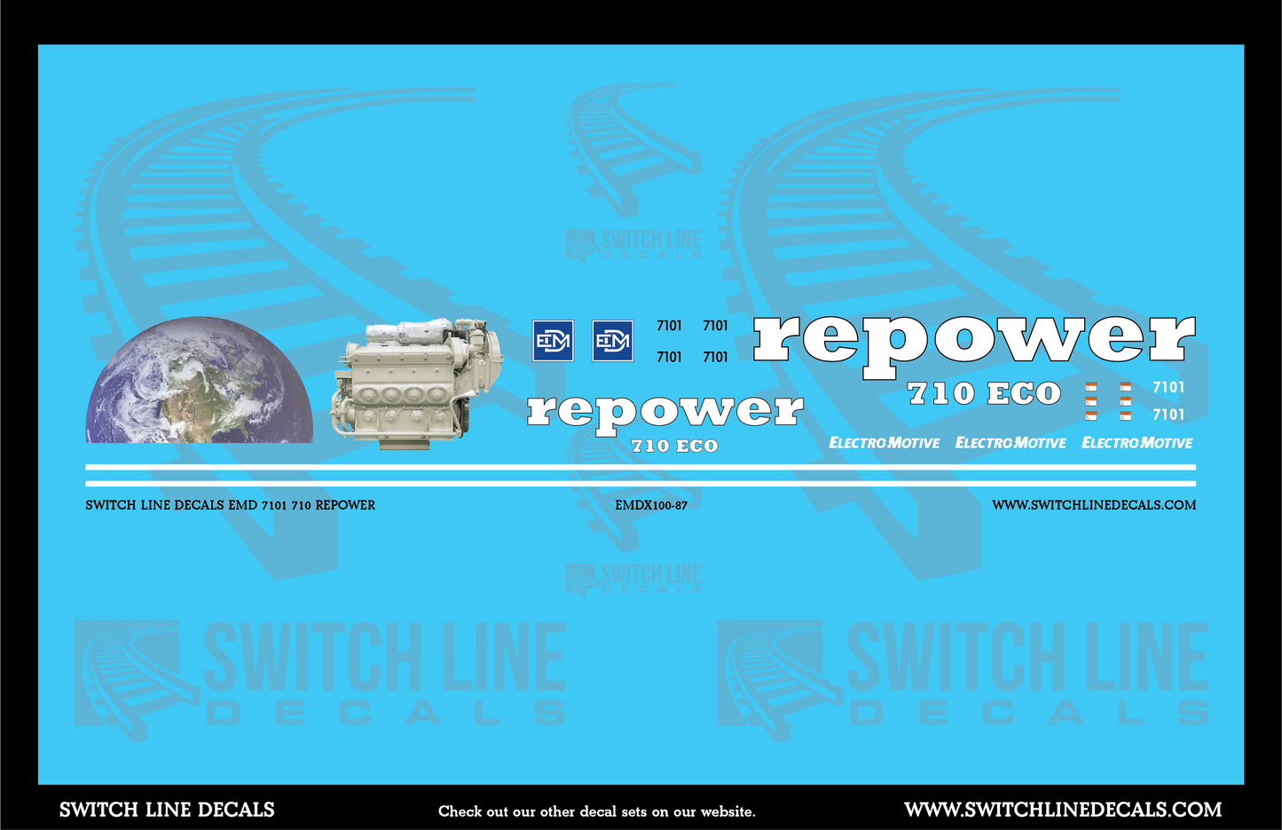 HO Scale EMD 7101 710 Repower Locomotive Decal Set