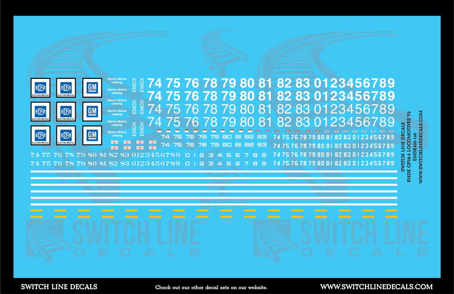 N Scale EMDX GP38-2 Locomotives V2 Decal Set