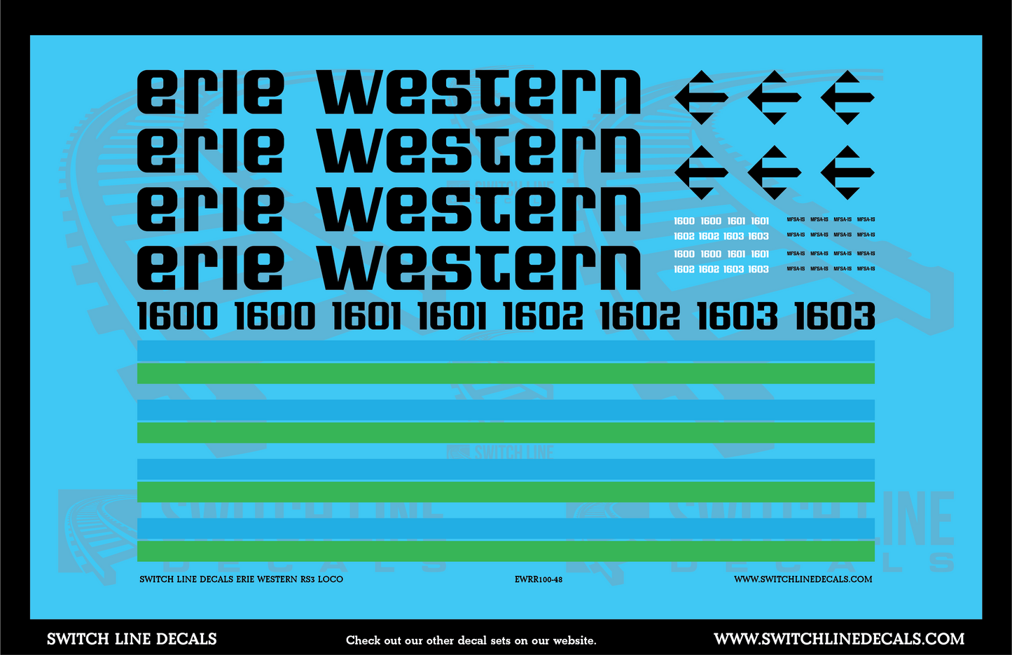O Scale Erie Western RS3 Locomotive Decal Set