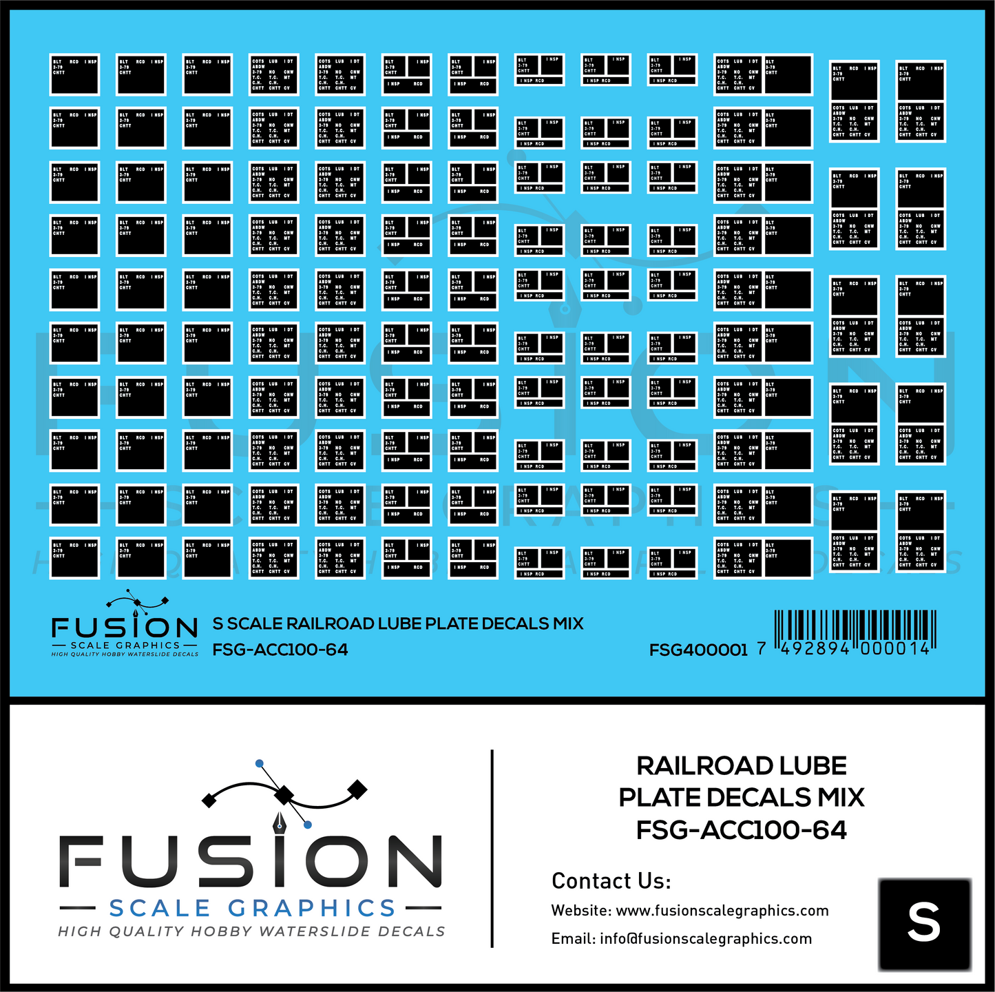 S Scale Railroad Lube Plate Decal Set Mix