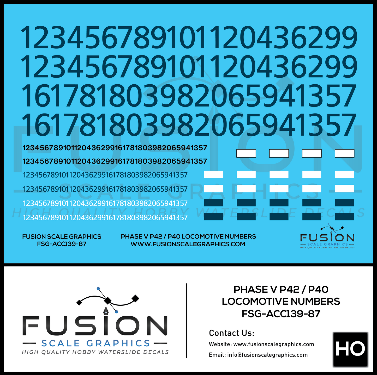 HO Scale Phase V P42 / P40 Locomotives Decal Set