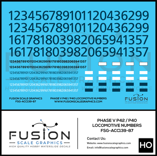 HO Scale Phase V P42 / P40 Locomotives Decal Set