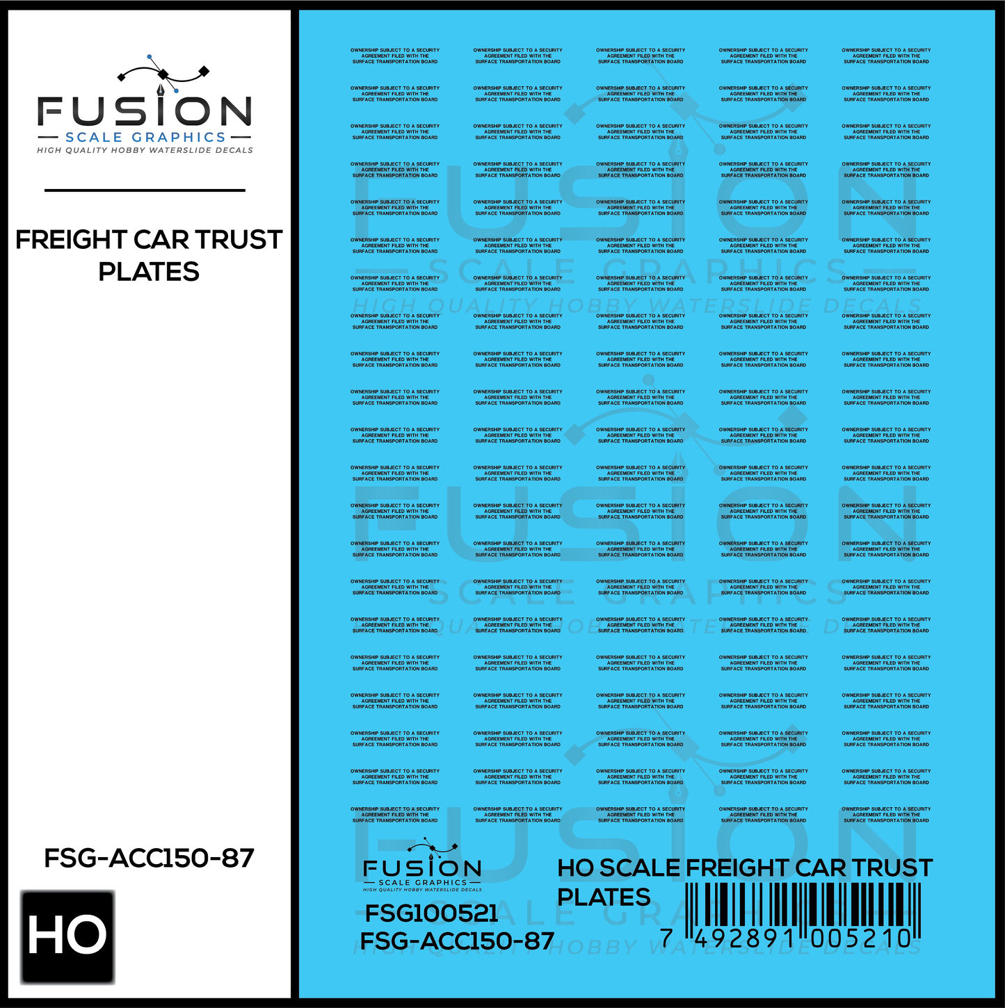 HO Scale Freight Car Trust Plates Black Decal Set