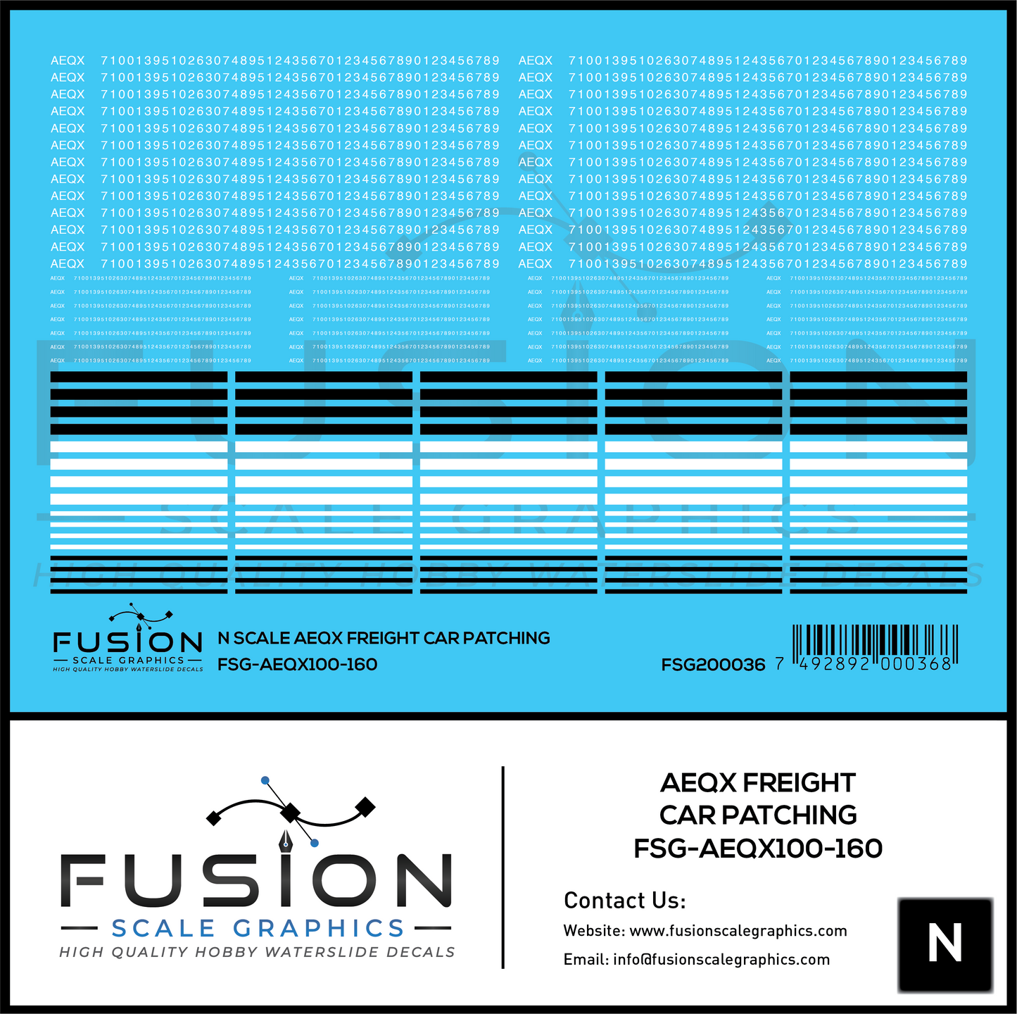 N Scale AEQX Freight Car Patching Decal Set