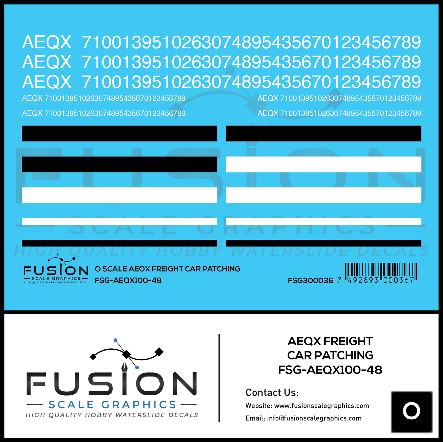 O Scale AEQX Freight Car Patching Decal Set