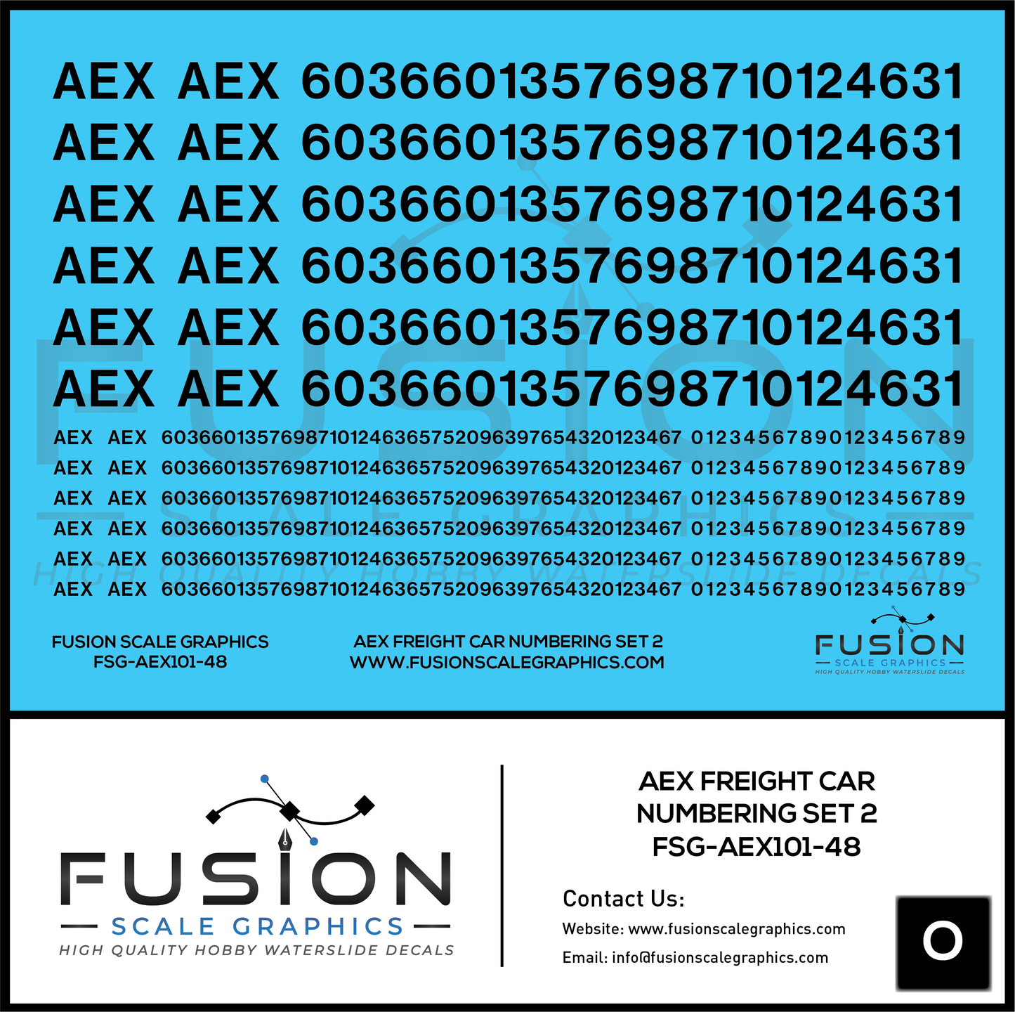 O Scale AEX Freight Car Patch Decal Set Font 1 Black