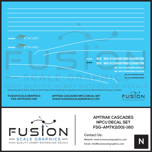 N Scale Amtrak Cascades NPCU Decal Set