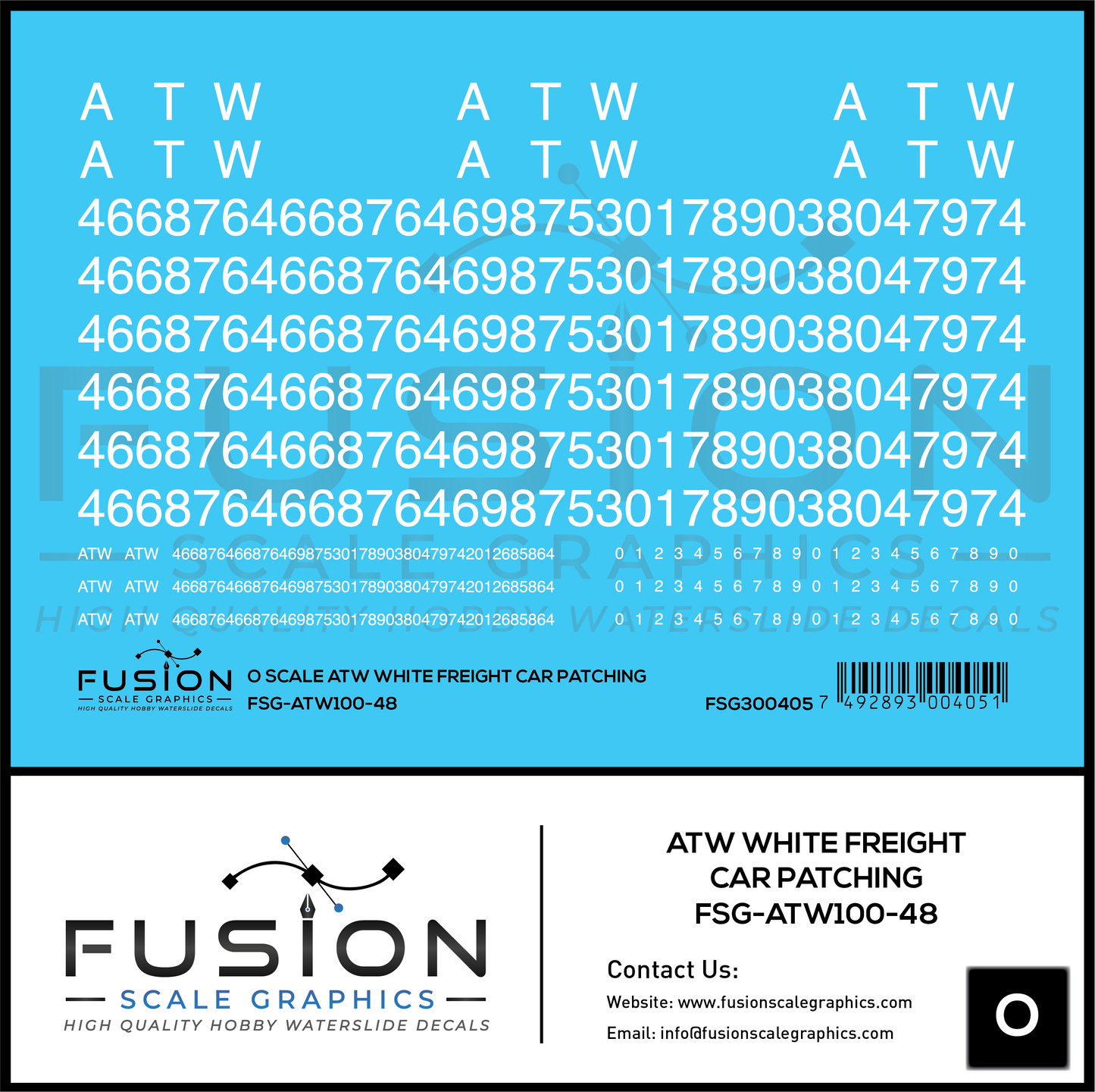 O Scale ATW White Freight Car Patching Decal Set