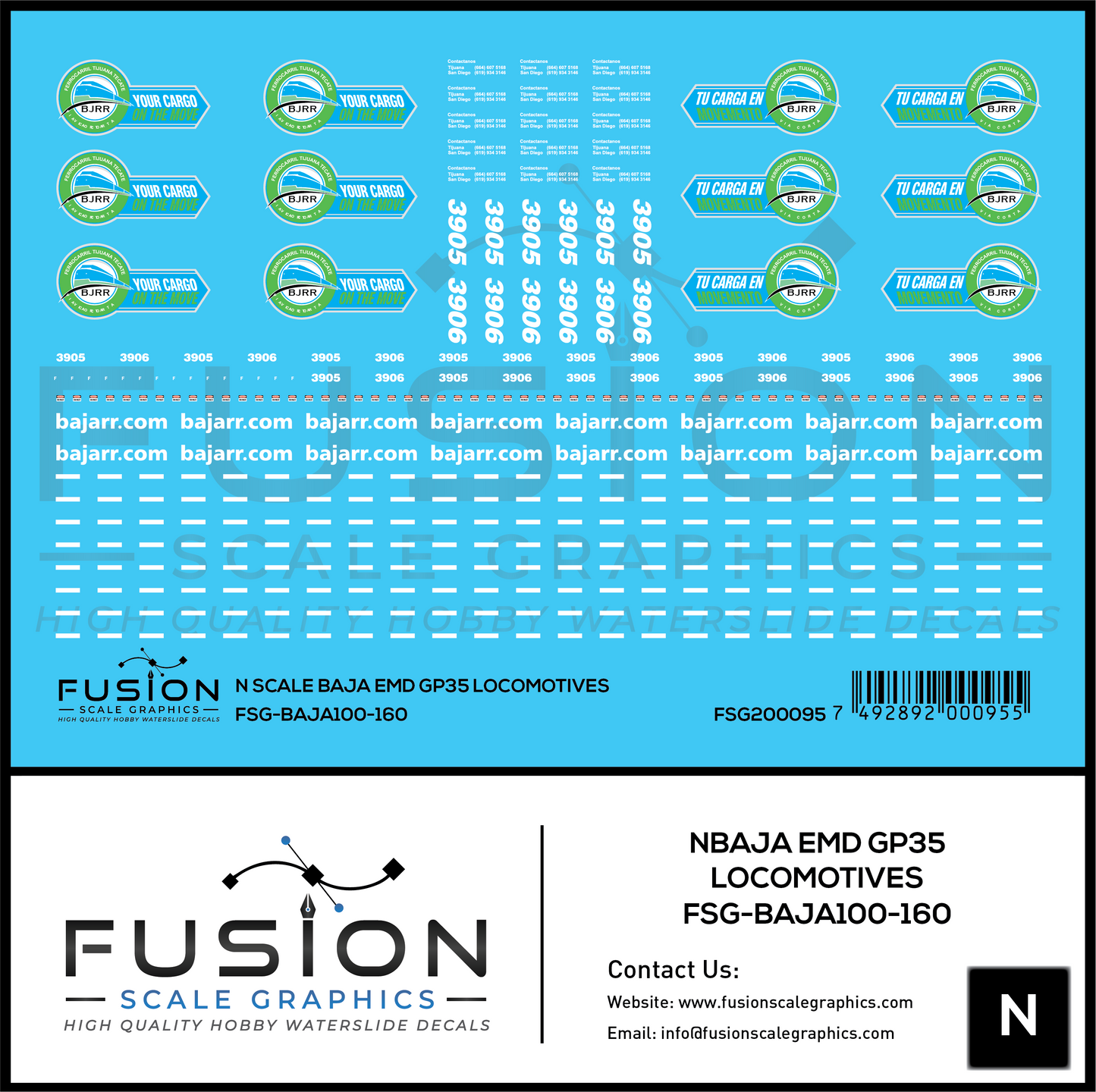 N Scale BAJA GP35 Locomotives Decal Set