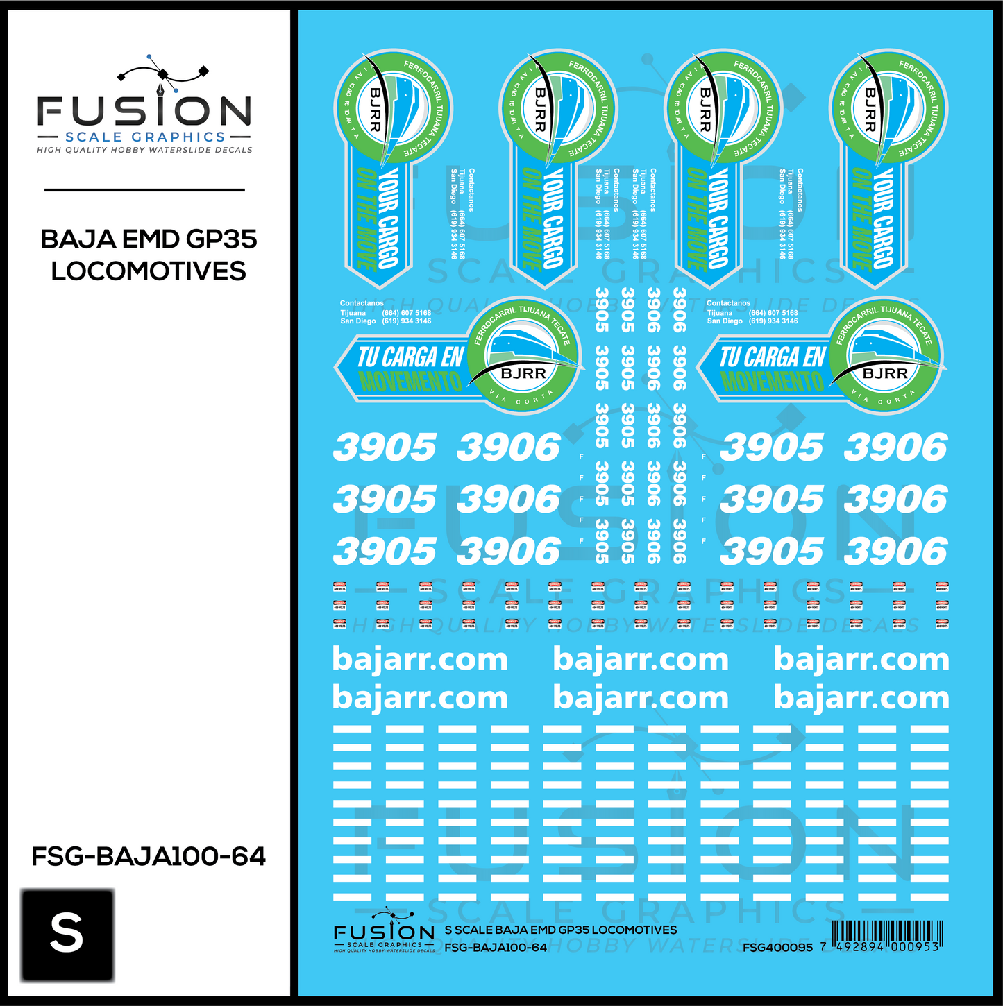 S Scale BAJA GP35 Locomotives Decal Set