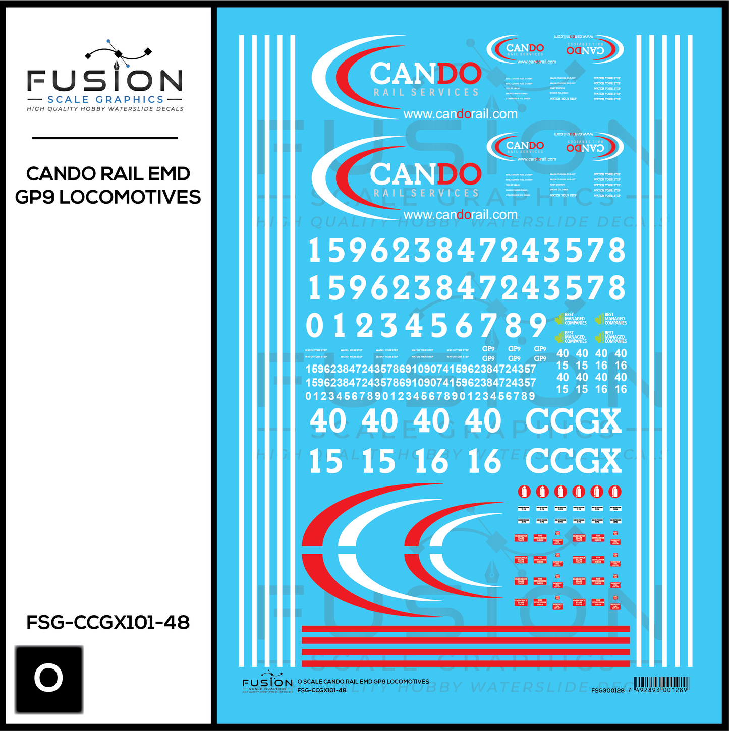 O Scale Cando Rail EMD GP9 Locomotives Decal Set