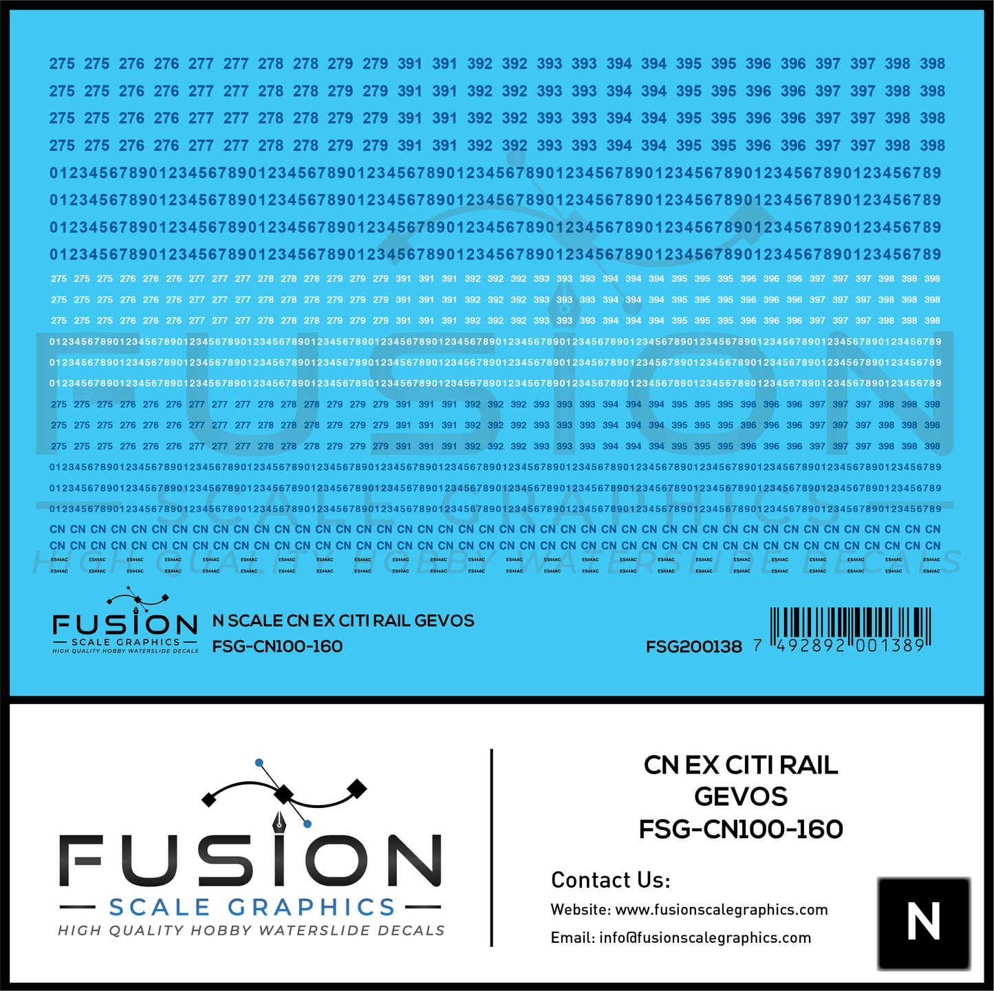 N Scale CN Ex Citi Rail Gevos Locomotive Decal Set
