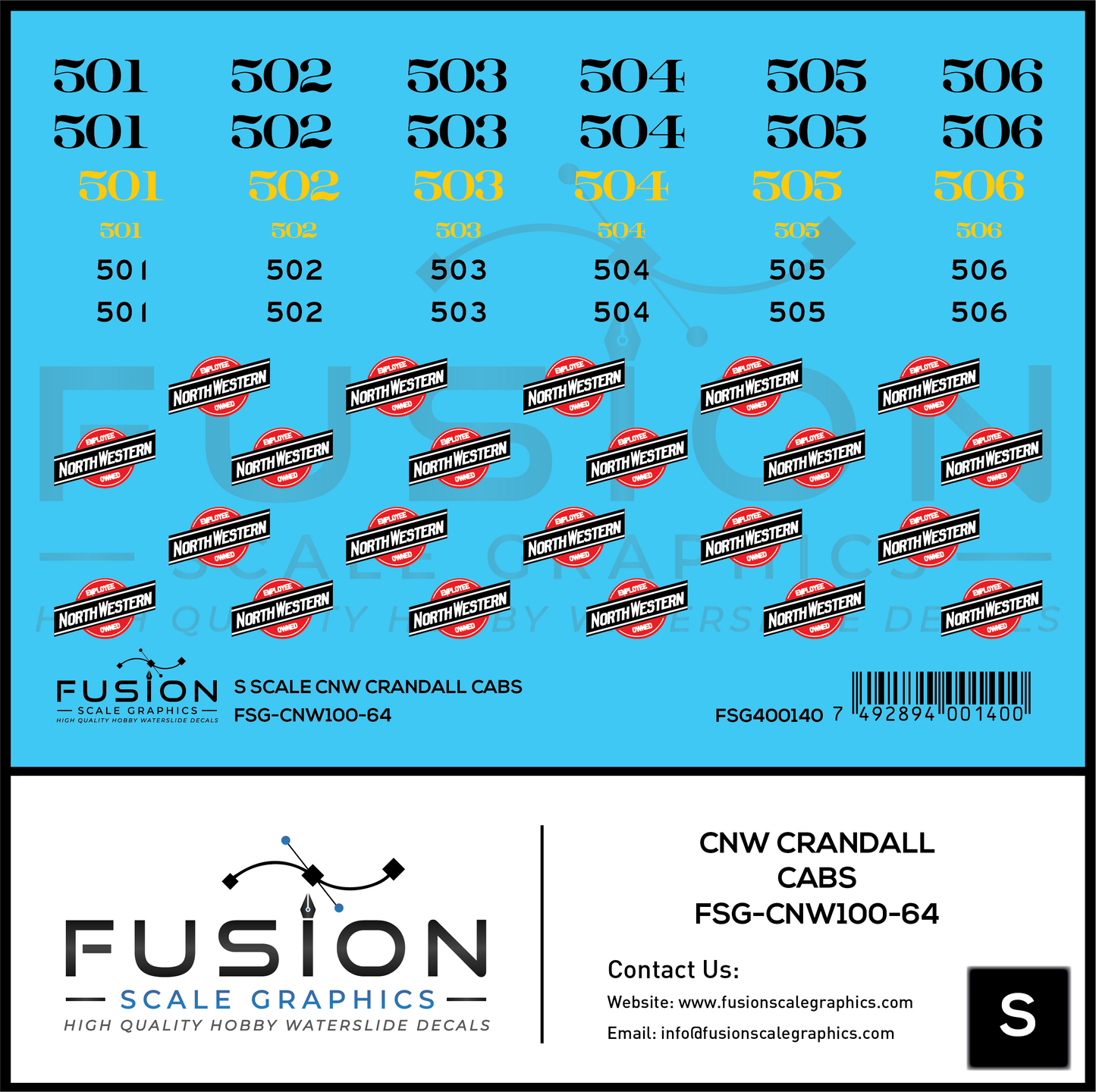 S Scale CNW Crandall Cabs Decal Set