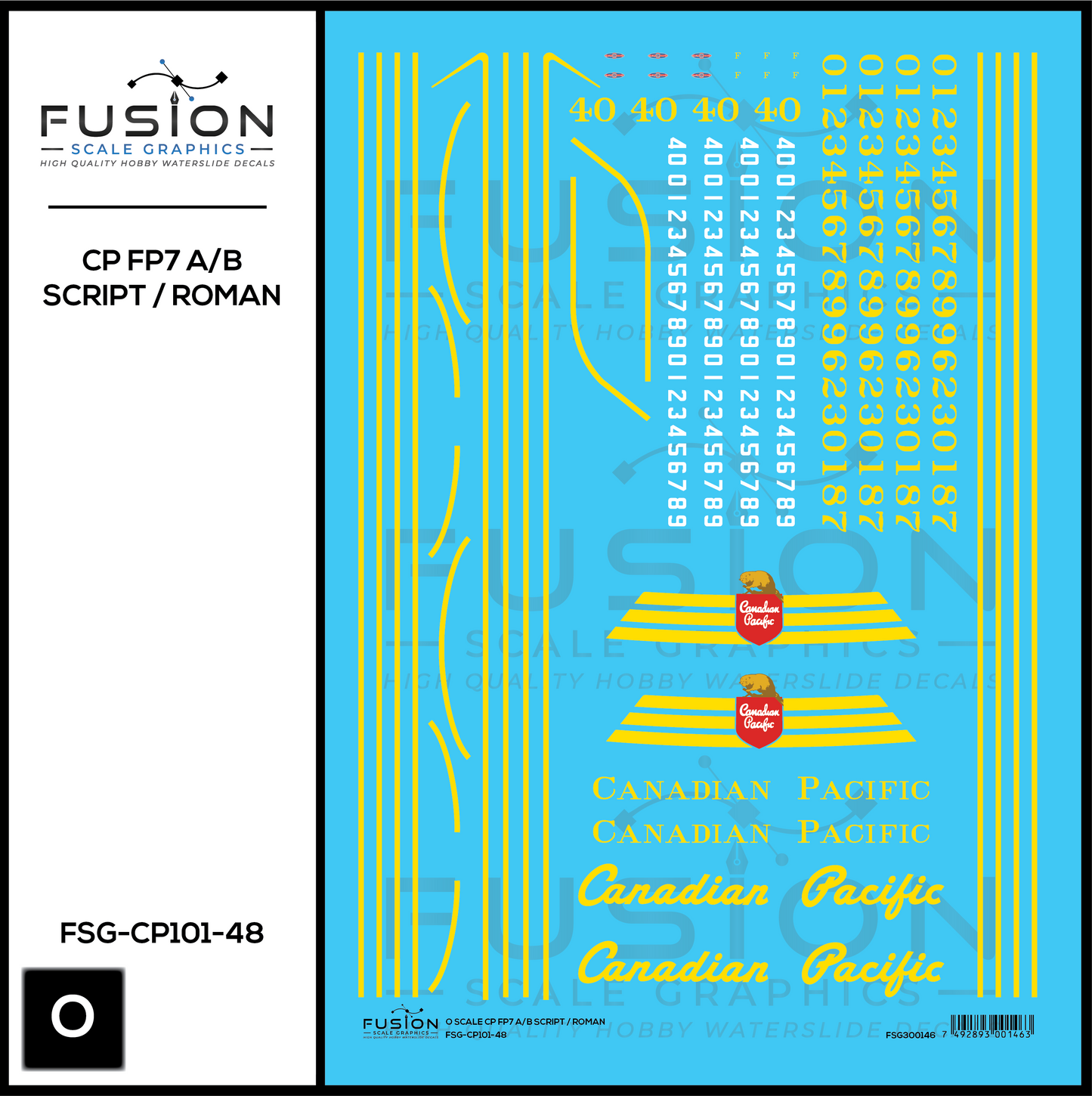 O Scale Canadian Pacific EMD FP7 A/B Locomotives Decal Set