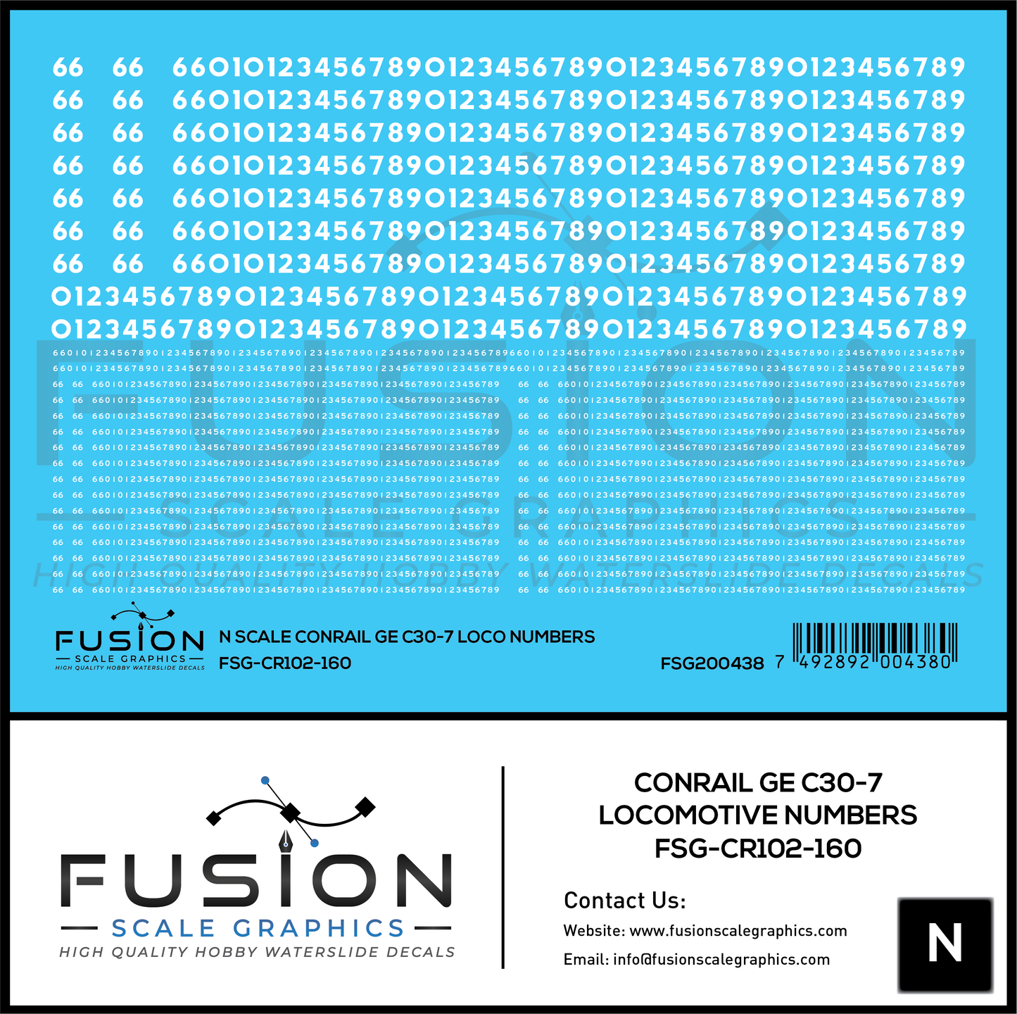 N Scale Conrail GE C30-7 Locomotive Renumber Decal Set