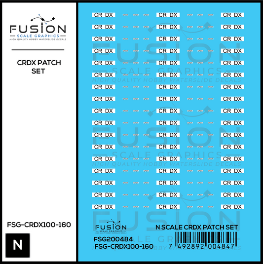 N Scale CRDX Black W/ White Patch Freight Car Repatch Decal Set