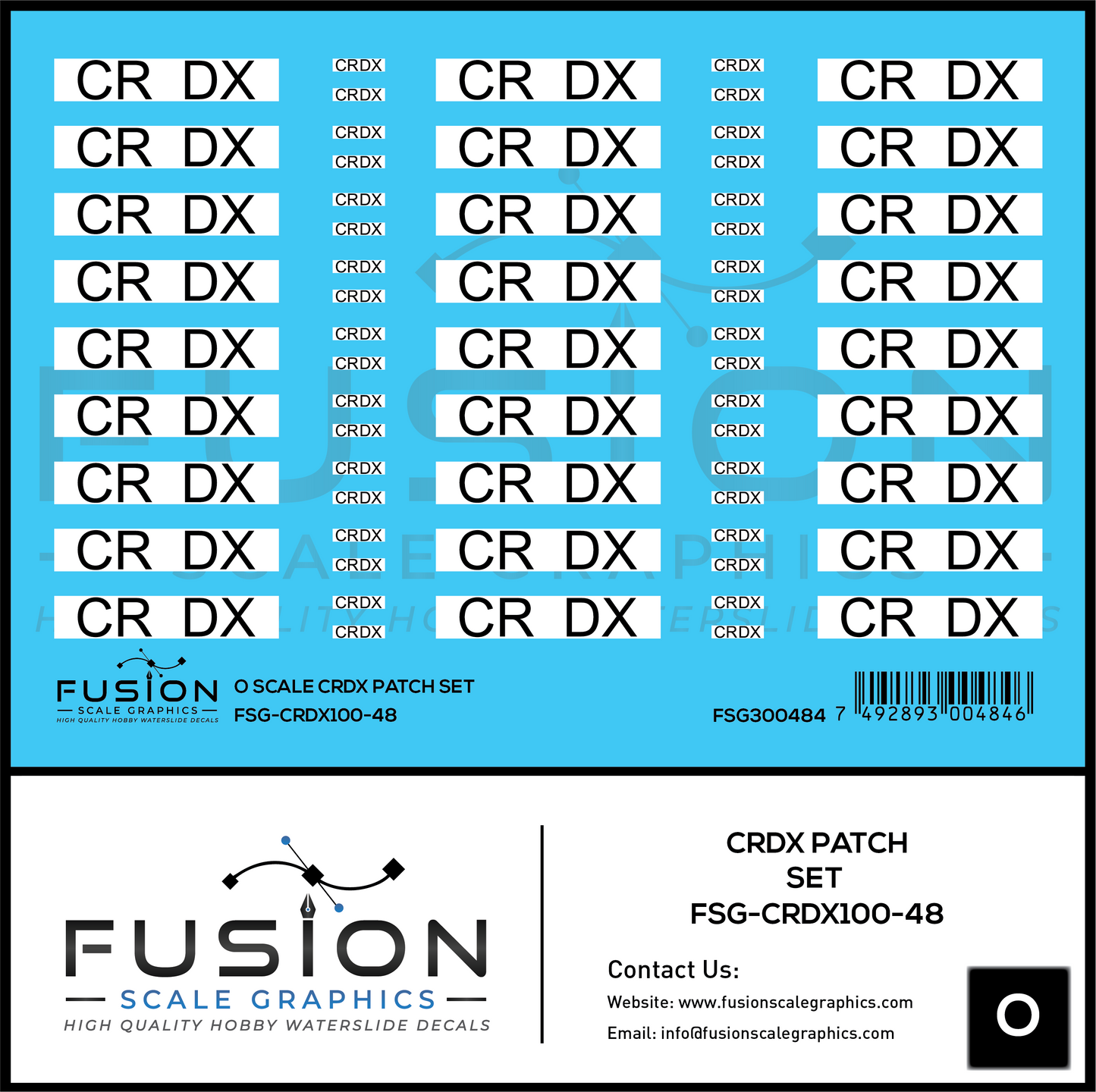 O Scale CRDX Black W/ White Patch Freight Car Repatch Decal Set