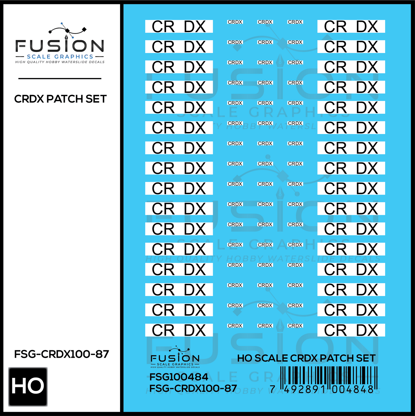 HO Scale CRDX Black W/ White Patch Freight Car Repatch Decal Set