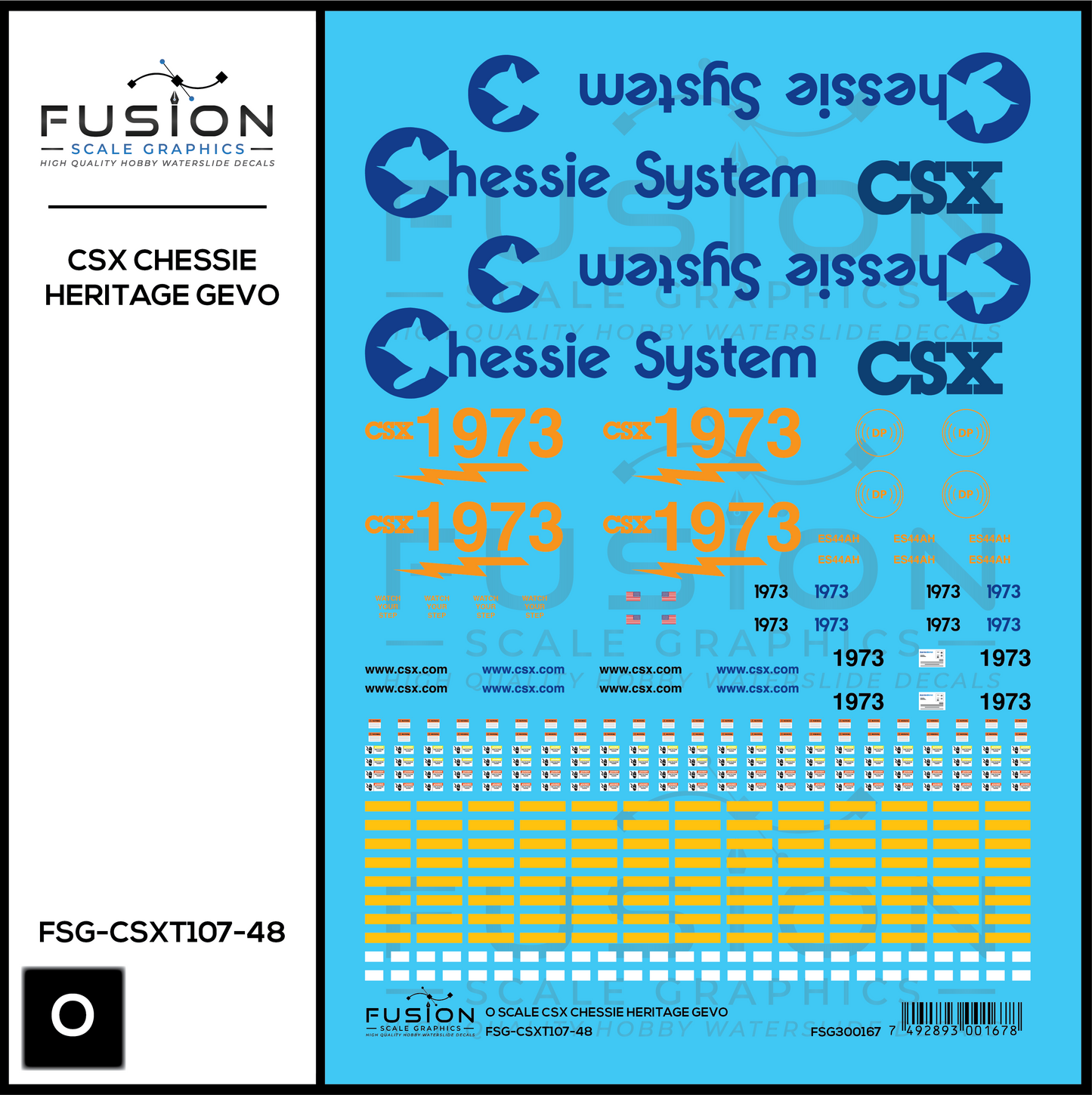 O Scale CSX 1973 Chessie System Heritage ES44AH Locomotive Decal Set