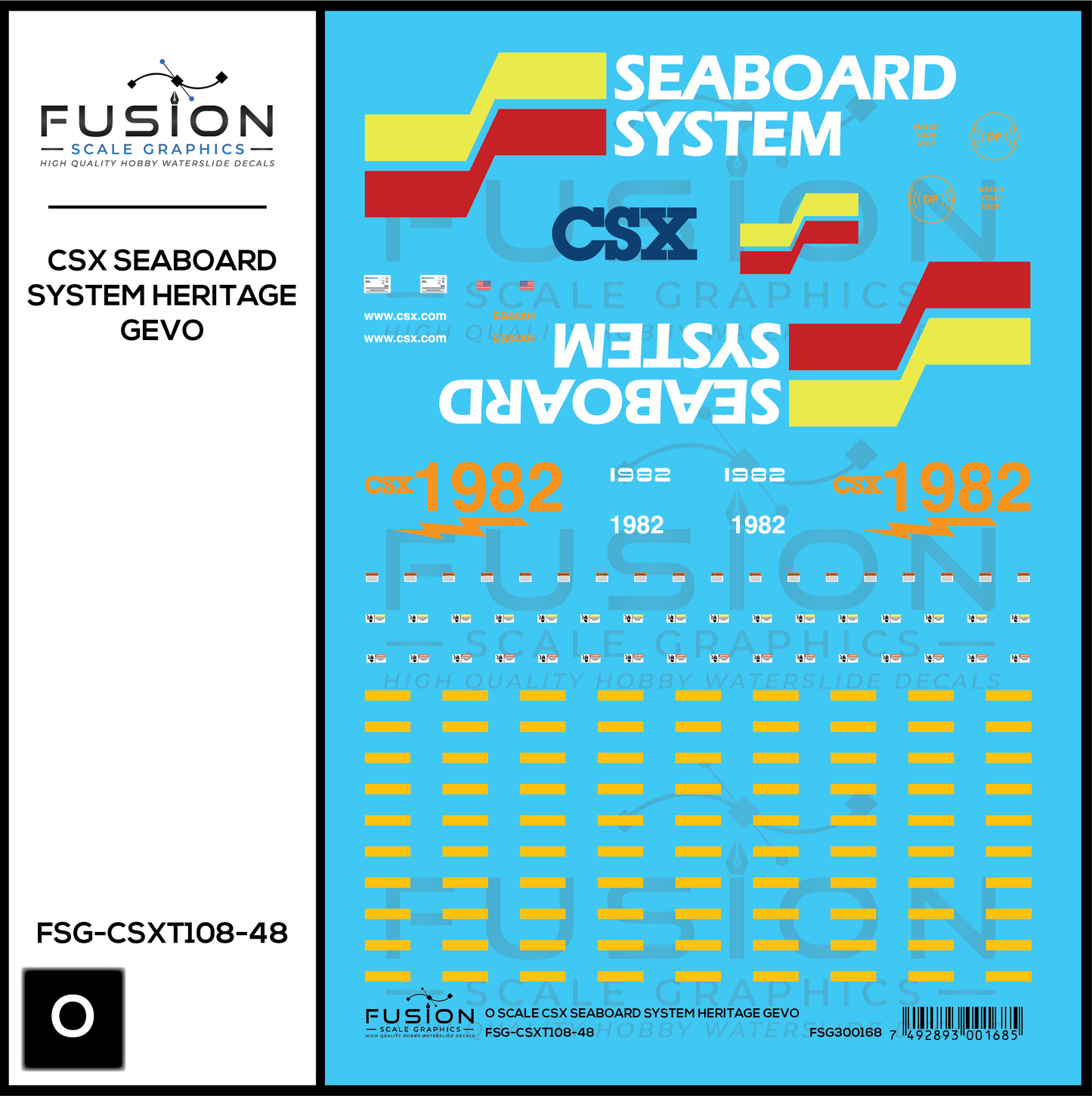 O Scale CSX Seaboard System Heritage GEVO Locomotive Decal Set