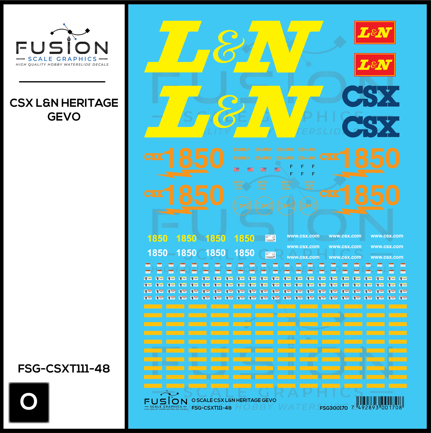 O Scale CSX 1850 L&N Heritage ES44AH Locomotive Decal Set