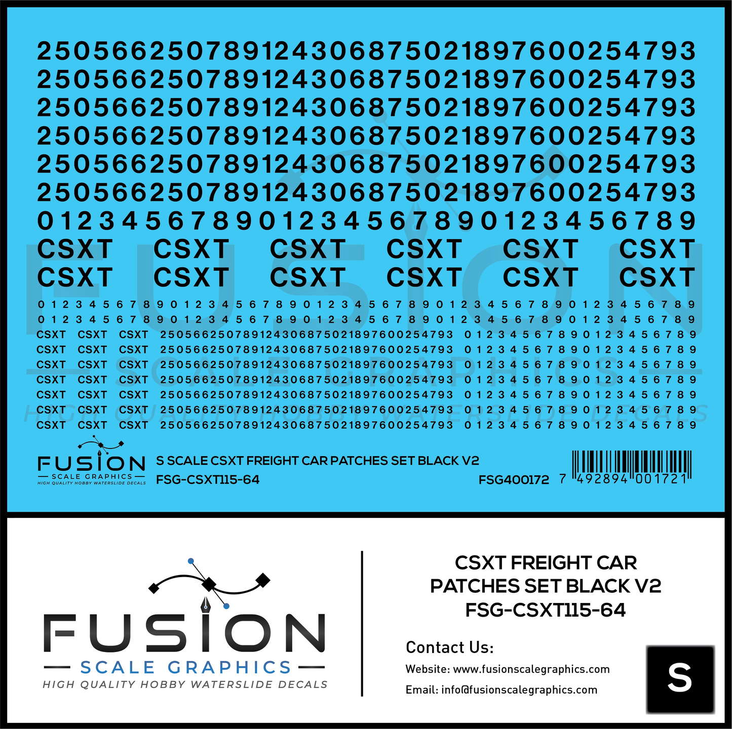 S Scale CSX Freight Car Patches Set V2 Black