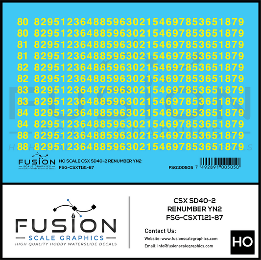 HO Scale CSXT YN2 EMD SD40-2 Locomotive Renumber Patch Decal Set