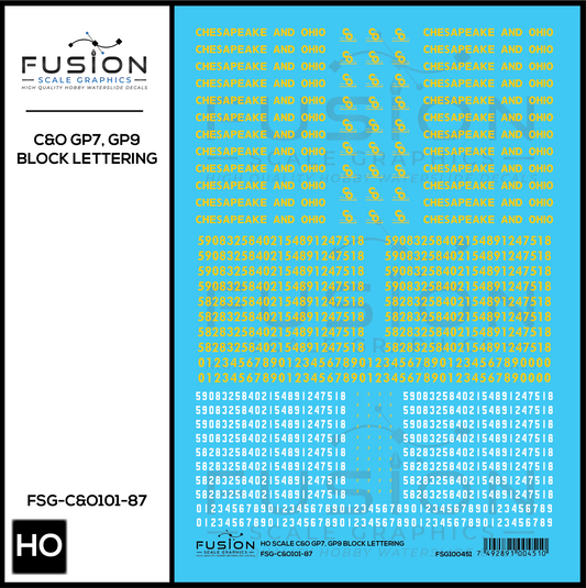 HO Scale Chesapeake & Ohio EMD GP7, GP9 Locomotive Decal Set