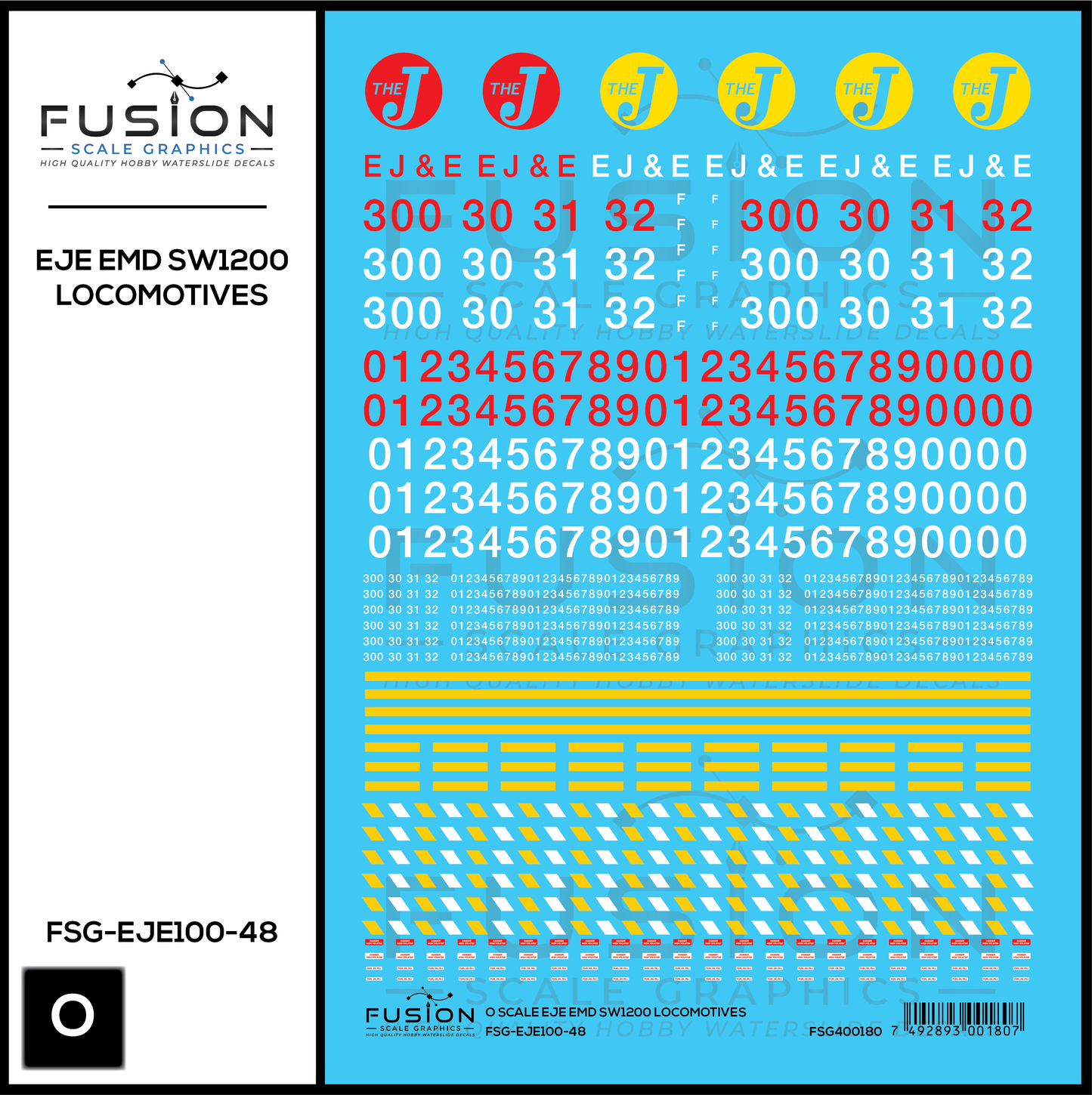 O Scale Elgin Joliet and Eastern EJE EMD SW1200 Locomotive Decal Set