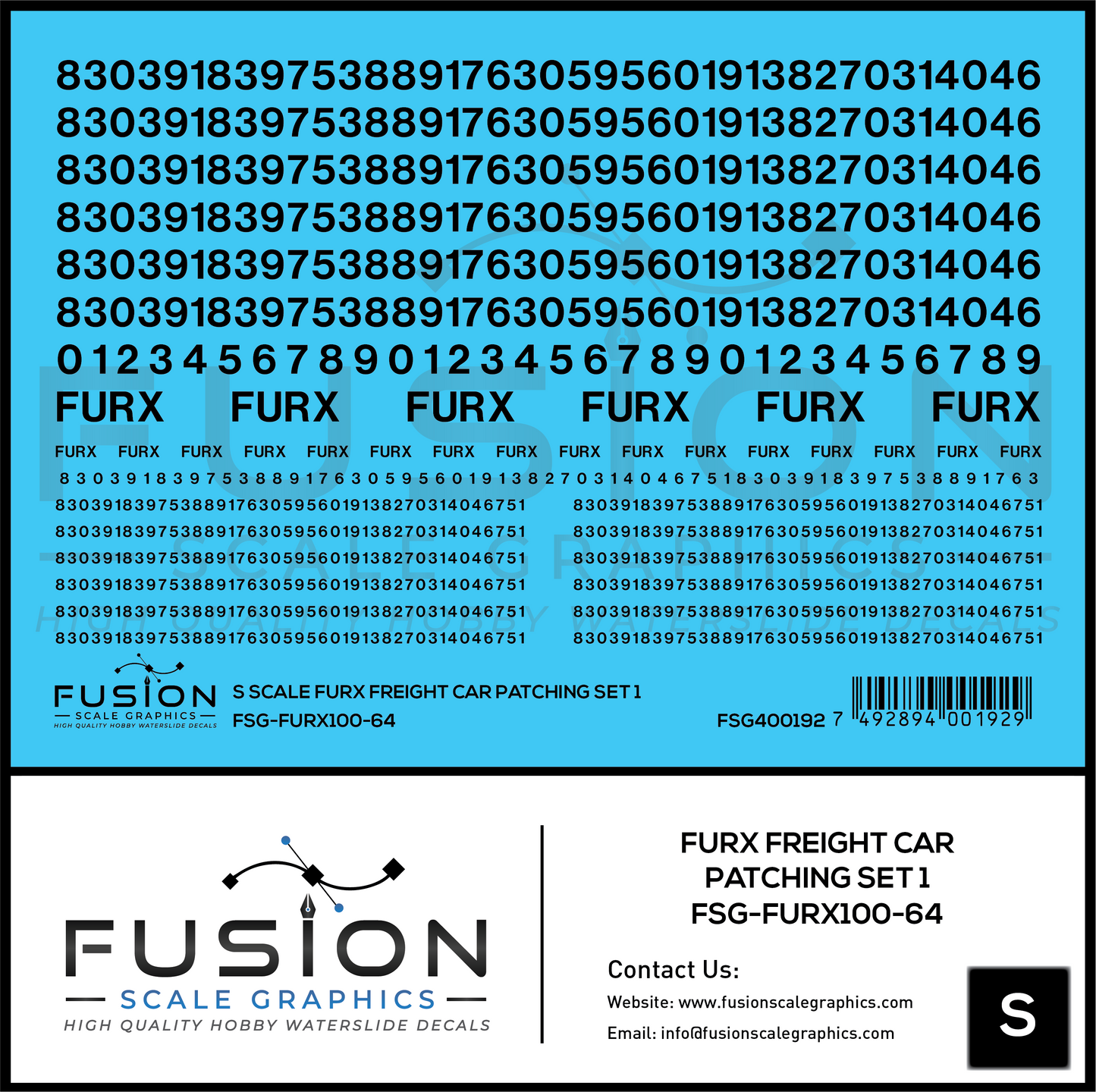 S Scale FURX Freight Car Patches Set 1 Black
