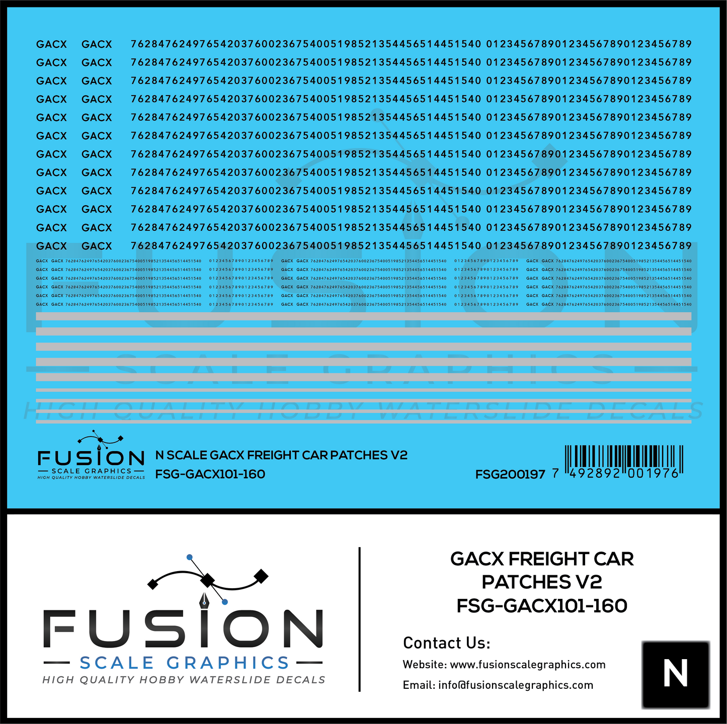 N Scale GACX Freight Car Lettering Decal Set Font 2