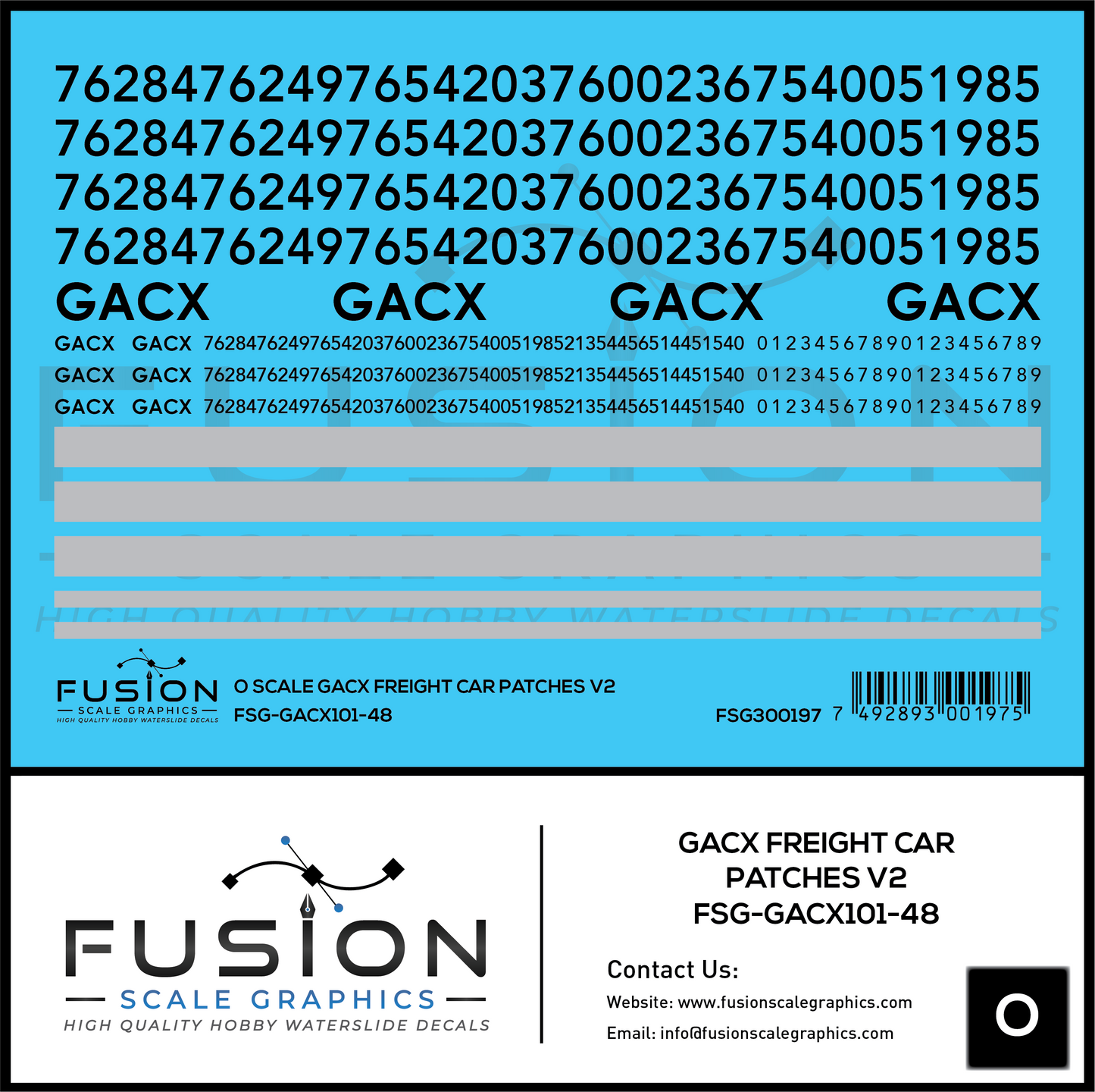 O Scale GACX Freight Car Lettering Decal Set Font 2