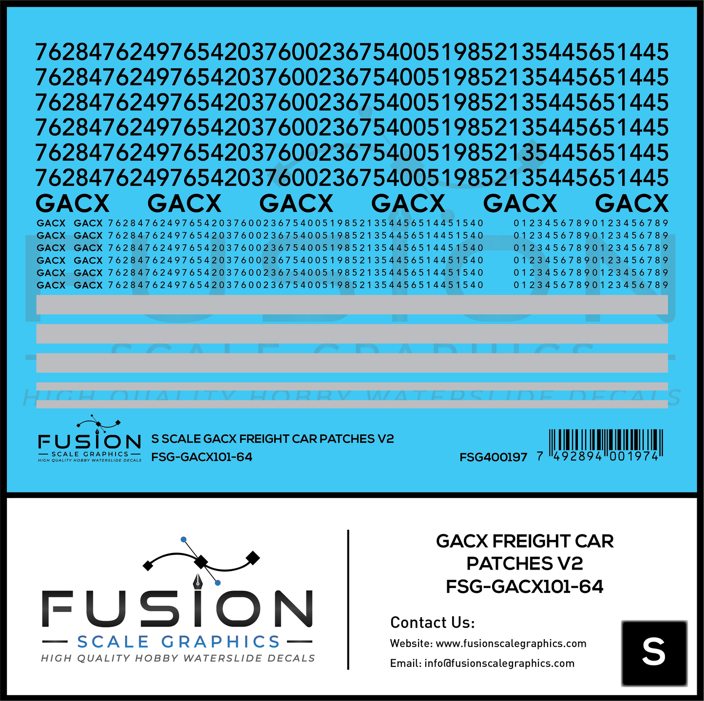 S Scale GACX Freight Car Lettering Decal Set Font 2
