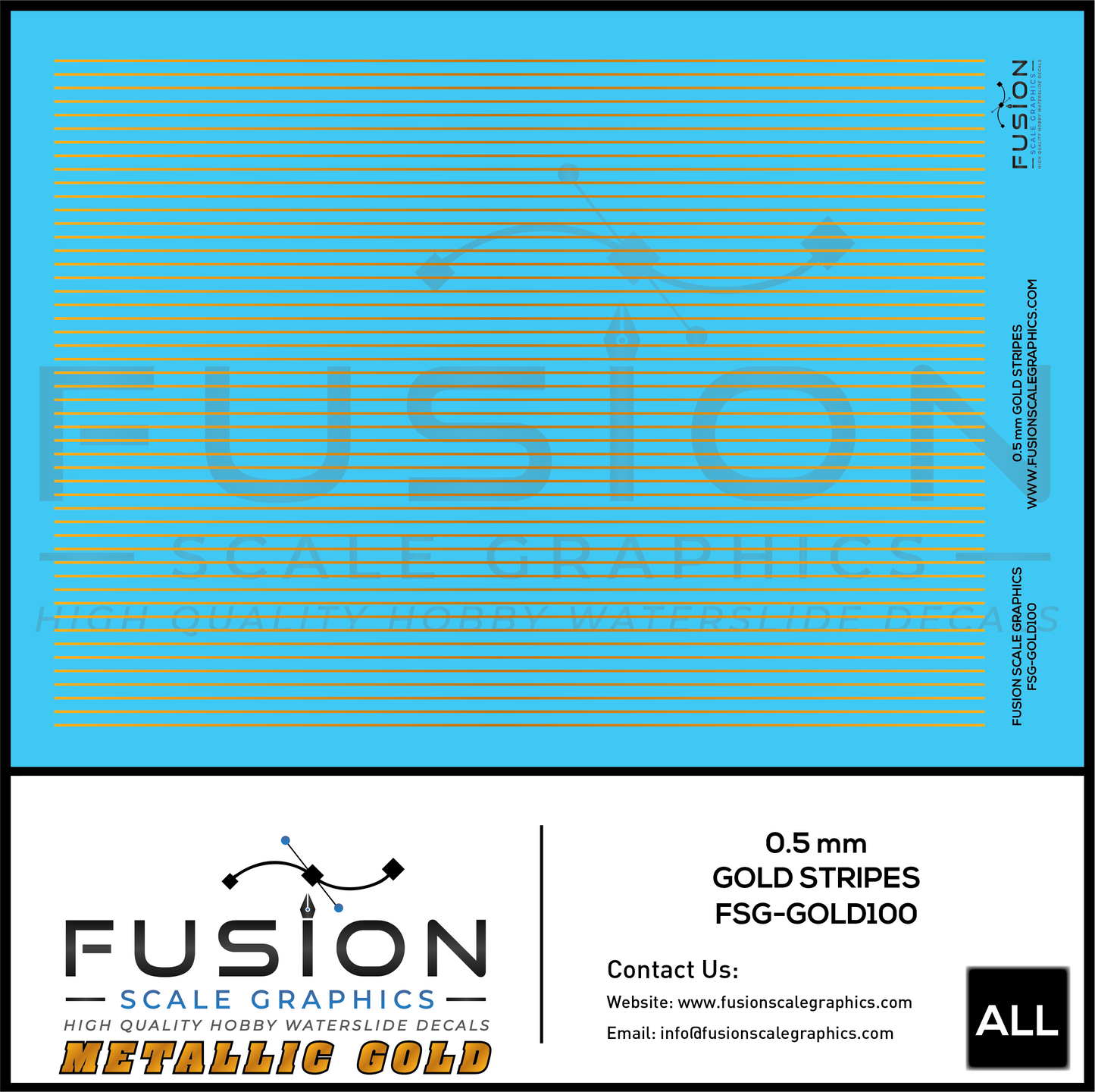 Metallic Gold 0.5mm Wide Gold Stripe Decal Set